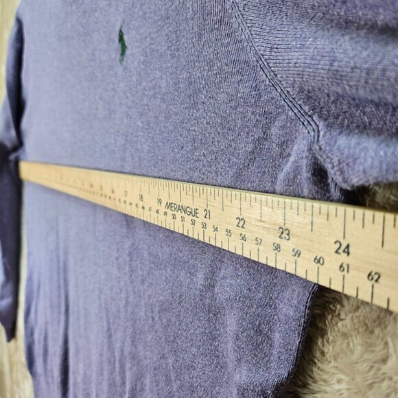 Polo by Ralph Lauren Sweater 100% Pima Cotton V Neck Purple Long Sleeve Size L - Picture 3 of 11